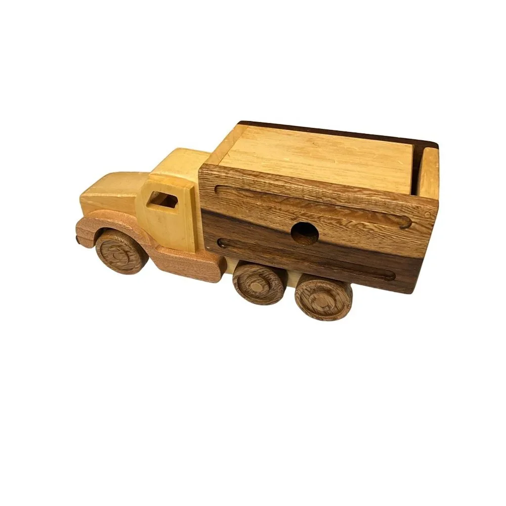 Wood Cargo Truck with‎ working rear door rolling wheels Hajito